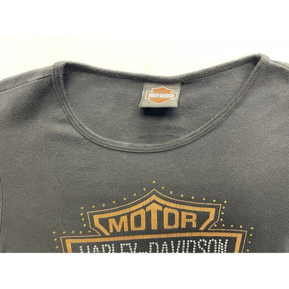 Women’s Black Harley-Davidson Emblem Bedazzle Shirt 2006 Lebanon NH Size L - Picture 3 of 7